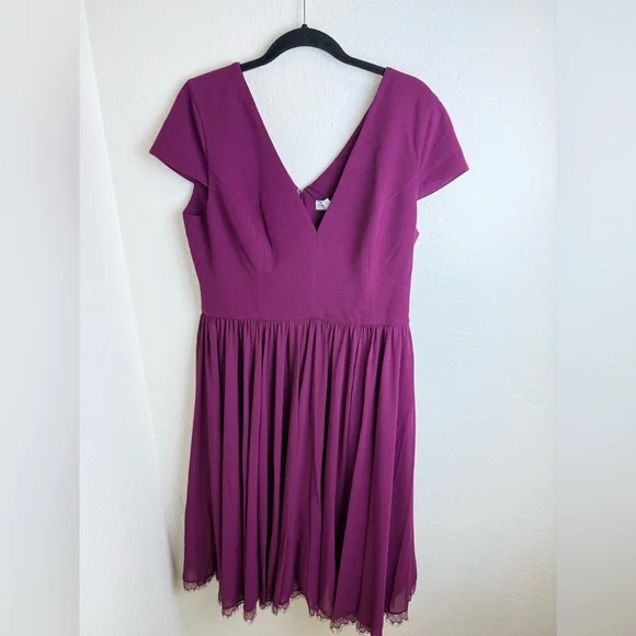 NWT Dress The Population Corey Chiffon Fit & Flare Dress in size Large in Wine - Picture 7 of 8